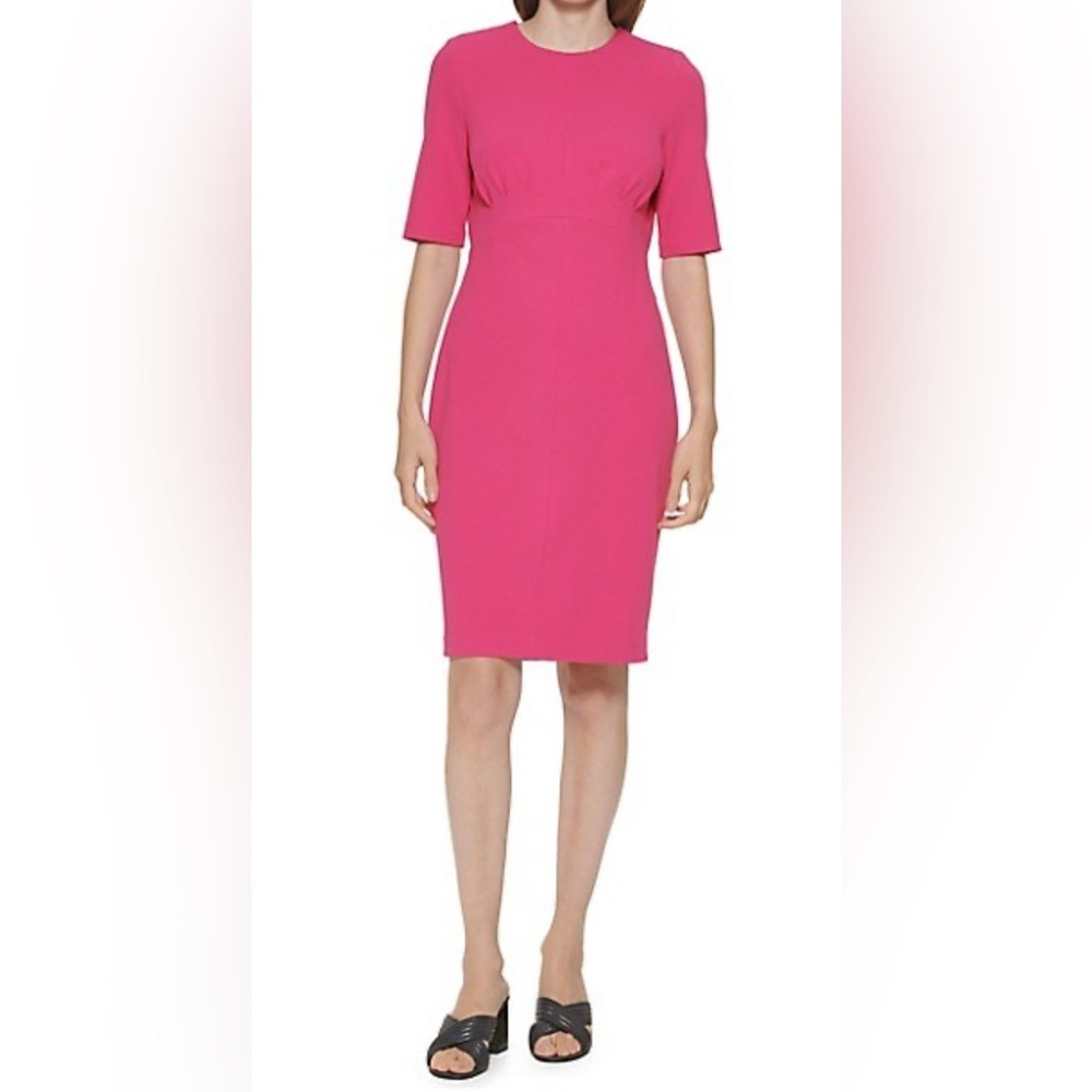 NWT Calvin Klein Hibiscus Pink Sheath Dress Sz 10
